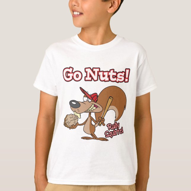 Kundgebung Eichhörnchen machen Baseball-Cartoon T-Shirt (Vorderseite)
