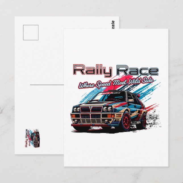 KUNDGEBUNG RACE VINTAG - WENN GESCHWINDIGKEIT WILD POSTKARTE (Vorne/Hinten)