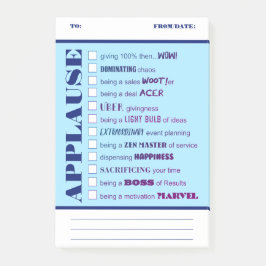 Kündigen Sie die Anerkennung der Mitarbeiter nach  Post-it Klebezettel