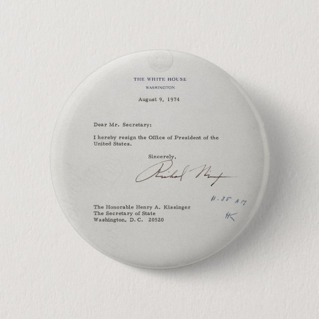 Kündigungsbrief Präsidenten-Richard M. Nixon Button (Vorderseite)