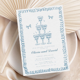 Kundrawn French Blue Probe Dinner Hochzeit Einladung