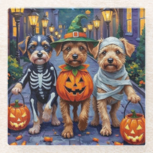 Kundsch Hunde beim Trick-or-Treat Halloween-Kostüm Glasuntersetzer