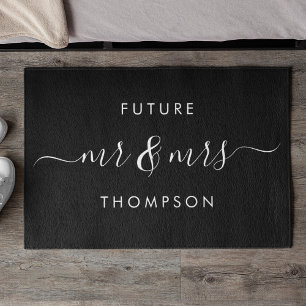 Künftig Herr und Frau Hand Scripted Family Black Fußmatte
