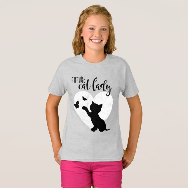 KÜNFTIGE CAT LADY Girls Kitty Cat Shirt (Vorne ganz)