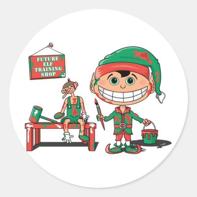 Künftige Christma Elf im Training Runder Aufkleber (Vorderseite)
