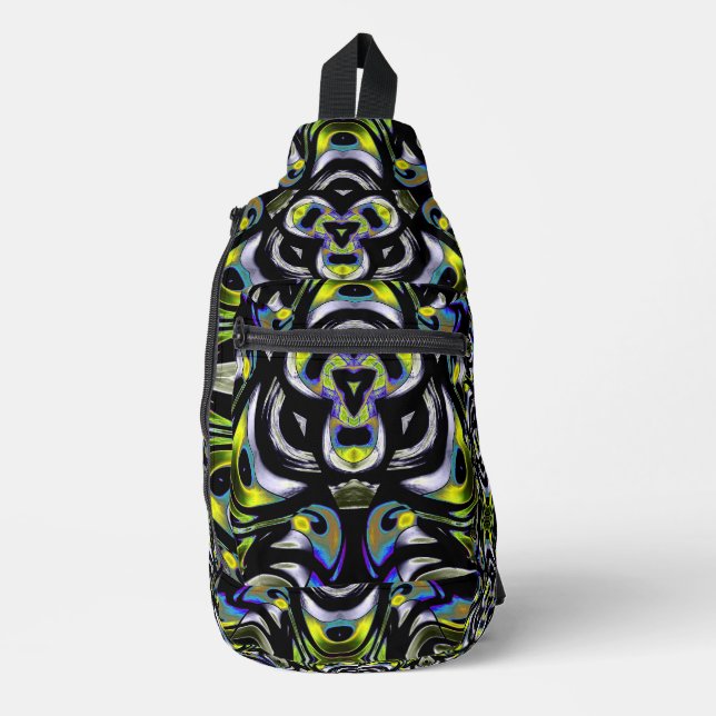 Künftige Formen Metallisches Gelbes Prism Crossbody Bag (Vorderseite)