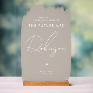 KÜNFTIGE FRAU Brautparty Begrüßung Weißer Beige Acrylschild