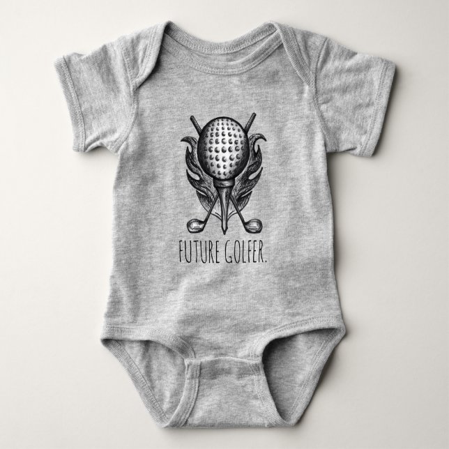 KÜNFTIGE GOLFER Golf Clubs Ball T-Shirt Golfsport Baby Strampler (Vorderseite)