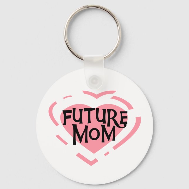 Künftige Mama Rosa Herzklappen und Geschenke Schlüsselanhänger (Vorderseite)