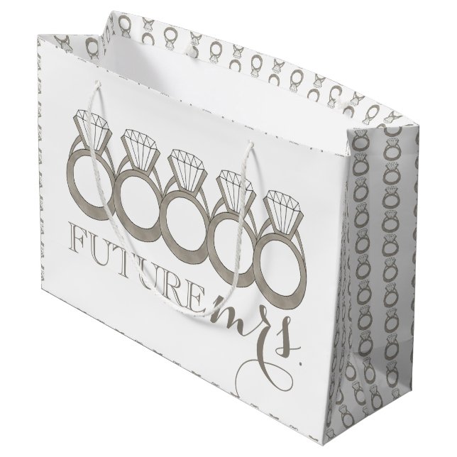 Künftige MRS. Bride-to-be-Diamond-Verlobung Große Geschenktüte (Rückseite Schrägansicht)