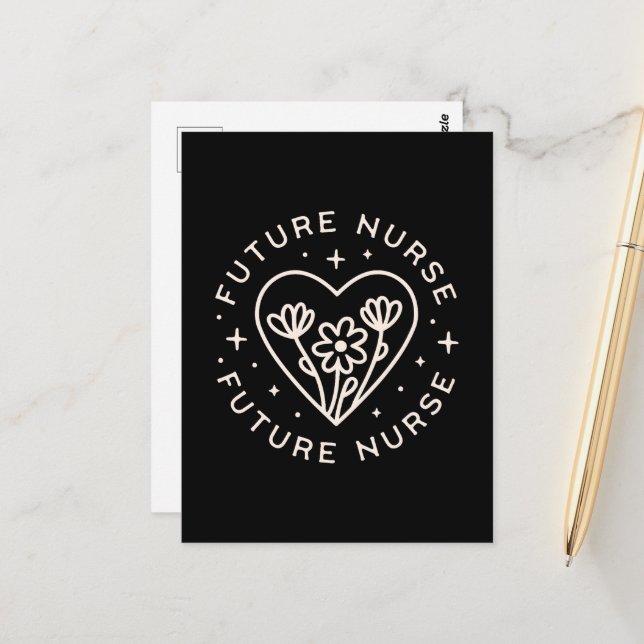 Künftige Pflegebejahungen Blumenziffern Abschluss Postkarte (Vorderseite/Rückseite Beispiel)