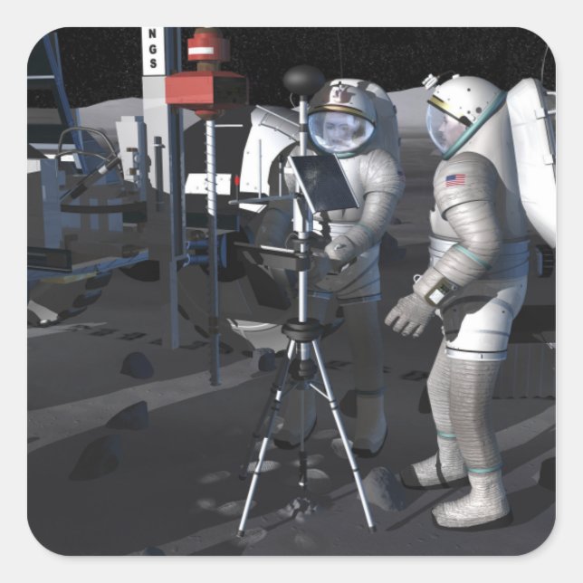 Künftige Weltraumforschungen 5 Quadratischer Aufkleber (Vorderseite)
