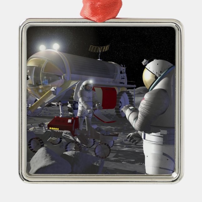 Künftige Weltraumforschungsmissionen 11 Silbernes Ornament (Vorne)