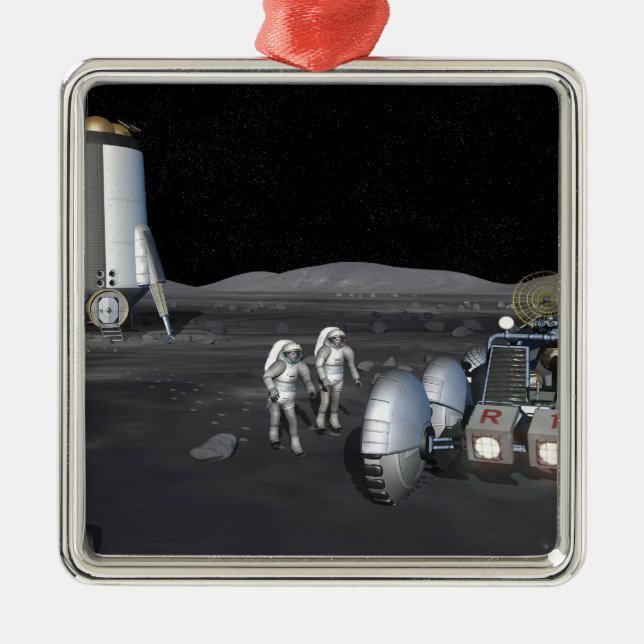 Künftige Weltraumforschungsmissionen 3 Silbernes Ornament (Vorne)