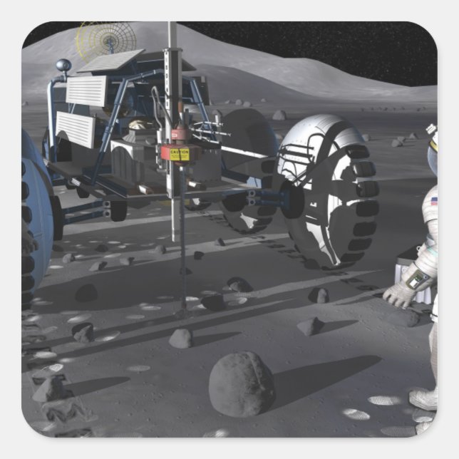 Künftige Weltraumforschungsmissionen Quadratischer Aufkleber (Vorderseite)