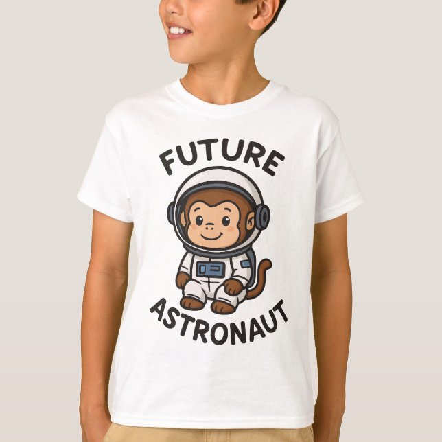 Künftiger Astronaut - Niedlicher Weltraumaffe T-Shirt (Vorderseite)