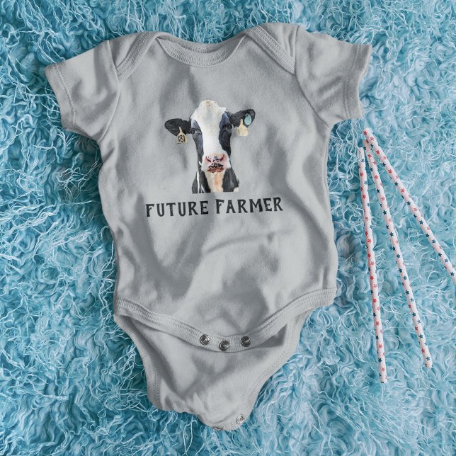 Künftiger Bauer Milchkühe Landwirtschaft Niedlich  Baby Strampler (Future farmer dairy farm Holstein Cow Baby Onsie)
