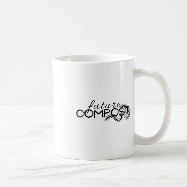 Künftiger Compost mit Wurm (dunkel) Aufkleber Kaffeetasse (Rechts)