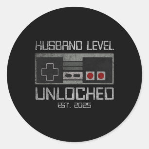 Künftiger Ehemännergrünniger 2025 Gamer Wedding L Runder Aufkleber