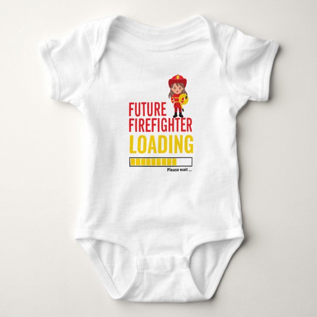 Künftiger Feuerwehrloader Moderne Personalisiert Baby Strampler (Vorderseite)