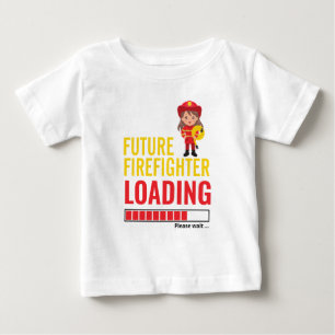 Künftiger Feuerwehrloader Niedliches Mädchen Perso Baby T-shirt