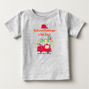 Künftiger Feuerwehrmann wie Vater Hand gezogen Baby T-shirt