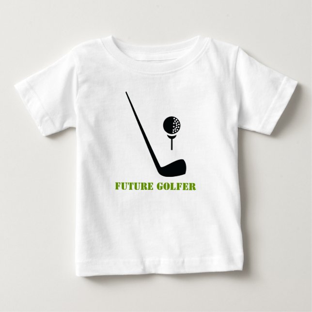 Künftiger Golfclub und Ball Black, Green Custom Baby T-shirt (Vorderseite)