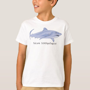 Künftiger Ichthyologe mit großem weißem Hai T-Shirt