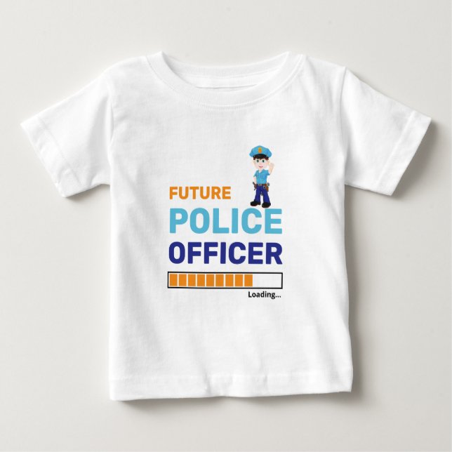 Künftiger Polizeibeamter Laden modern Personalisie Baby T-shirt (Vorderseite)