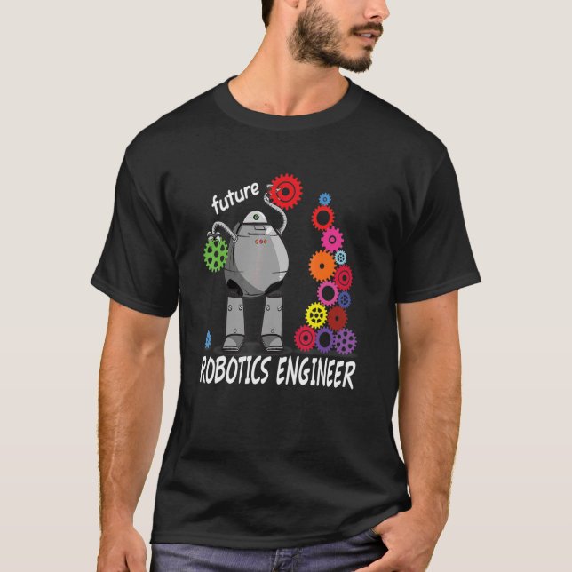 Künftiger Robotik-Techniker Vintager Roboter T-Shirt (Vorderseite)