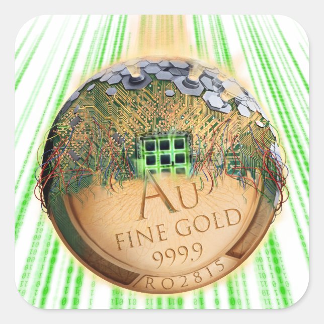 Künftiges Geld Quadratischer Aufkleber (Vorderseite)