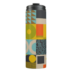 Künftiges Retro-inspiriertes Kunstwerk abstrakter  Thermosbecher