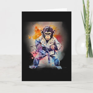 Kung Fu Affe Wasserfarbe Kickboxen Mma Affe Lo Karte