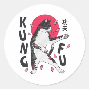 Kung Fu Cat Runder Aufkleber