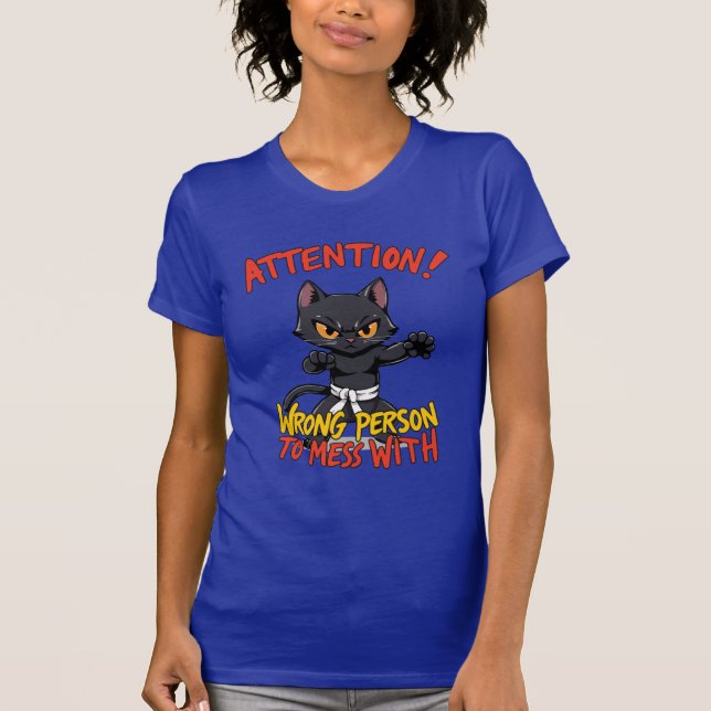 Kung Fu Chat Noir Citation Drôle T-Shirt (Devant)