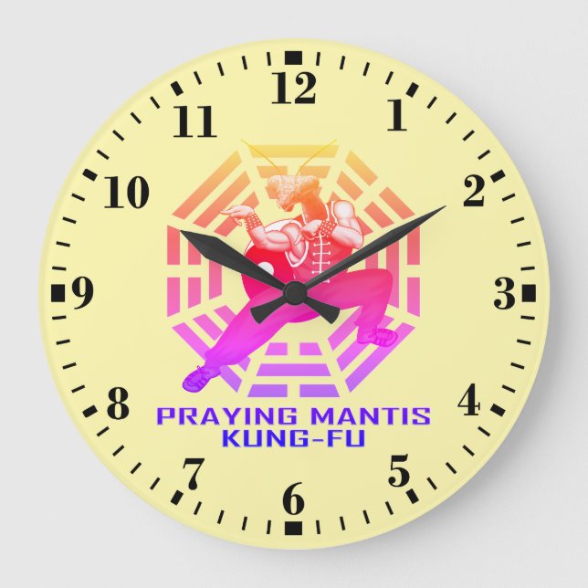 Kung-Fu der Gottesanbeterin Große Wanduhr (Vorderseite)