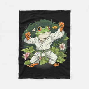 Kung Fu Frosch Kampfsport Floral Taekwondo Kickbox Fleecedecke