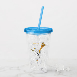 Kung Fu giraffe Cartoon Illustration Acryltrinkbecher