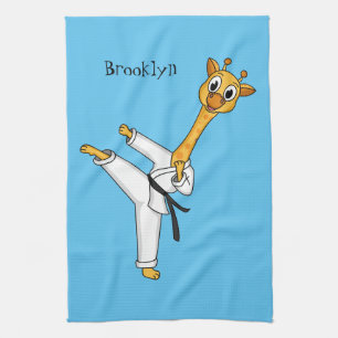 Kung Fu giraffe Cartoon Illustration Geschirrtuch