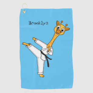 Kung Fu giraffe Cartoon Illustration Golfhandtuch