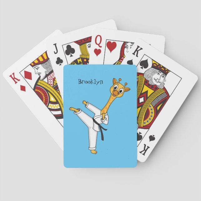 Kung Fu giraffe Cartoon Illustration Spielkarten (Rückseite)