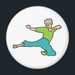 Kung Fu Magnet<br><div class="desc">Kung Fu Grafik zeigt einen Meister,  der einen kungfu fliegenden Sprung und Tritt demonstriert.</div>