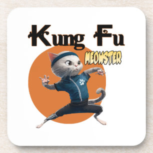 Kung Fu Meowster Getränkeuntersetzer