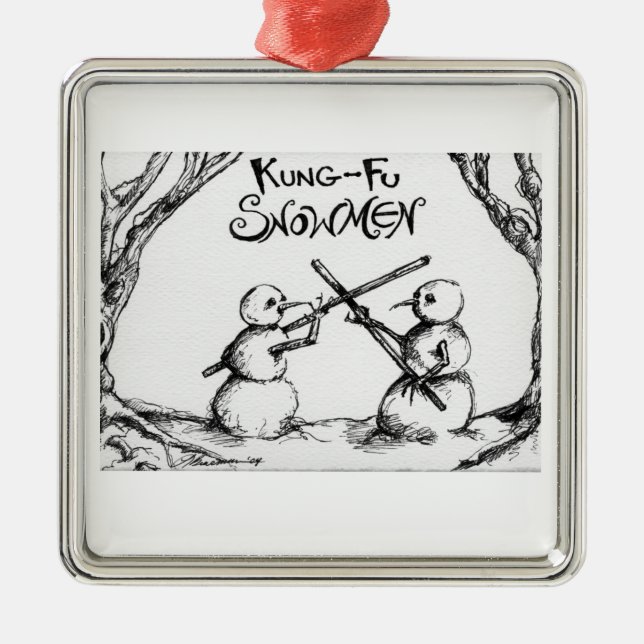 Kung Fu Schneemänner Ornament Aus Metall (Vorne)