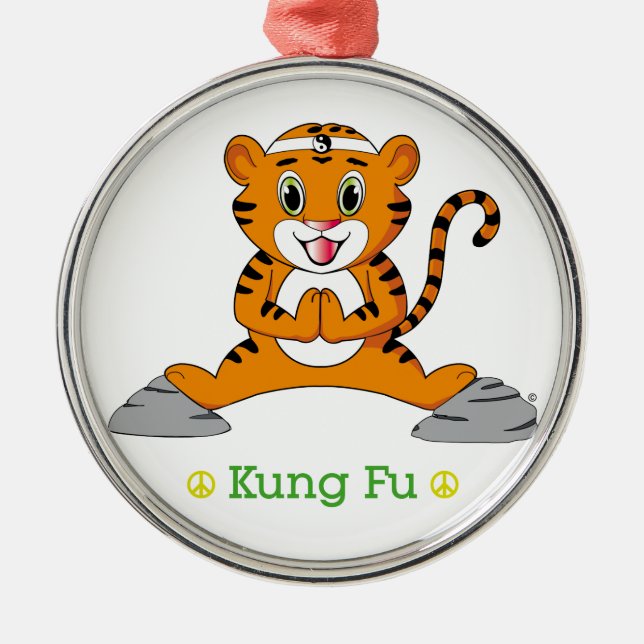 Kung Fu Tiger™ Verzierung Silbernes Ornament (Vorne)