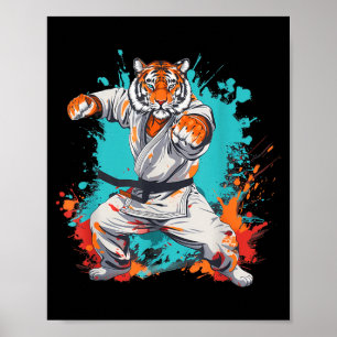 Kung Fu Tiger Wasserfarbe Martial Arts Jiu-Jitsu Poster