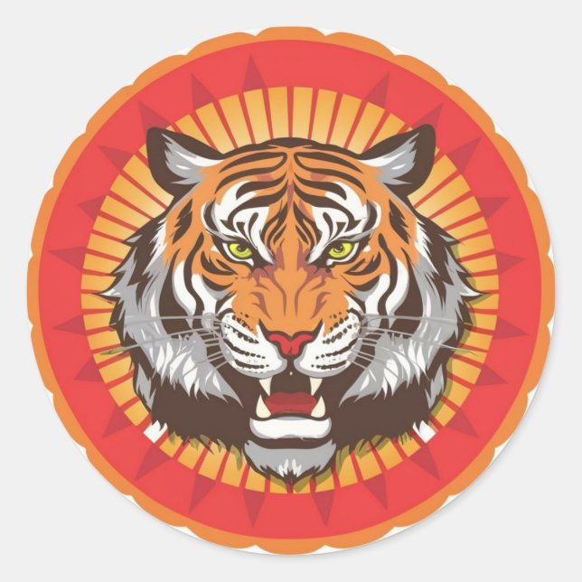 KUNG HEI FAT CHOI - DER TIGER RUNDER AUFKLEBER (Vorderseite)