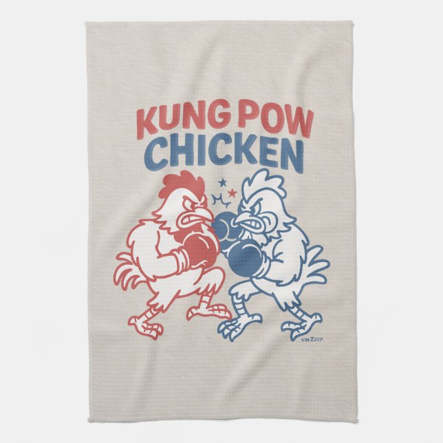 Kung Pow Chicken Funny Food Puff Geschirrtuch (Vertikal)