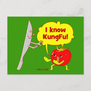 KungFu Tomato Doodle Art Postkarte