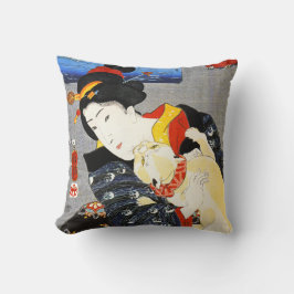 Kuniyoshi Frau mit einem Katzen-Kissen Kissen